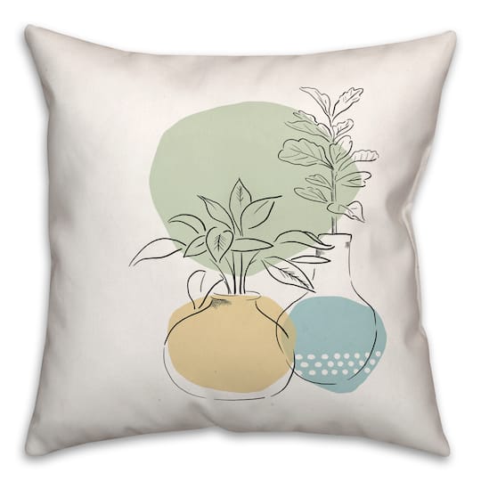 Vases With Color Blobs 18" x 18" Throw Pillow